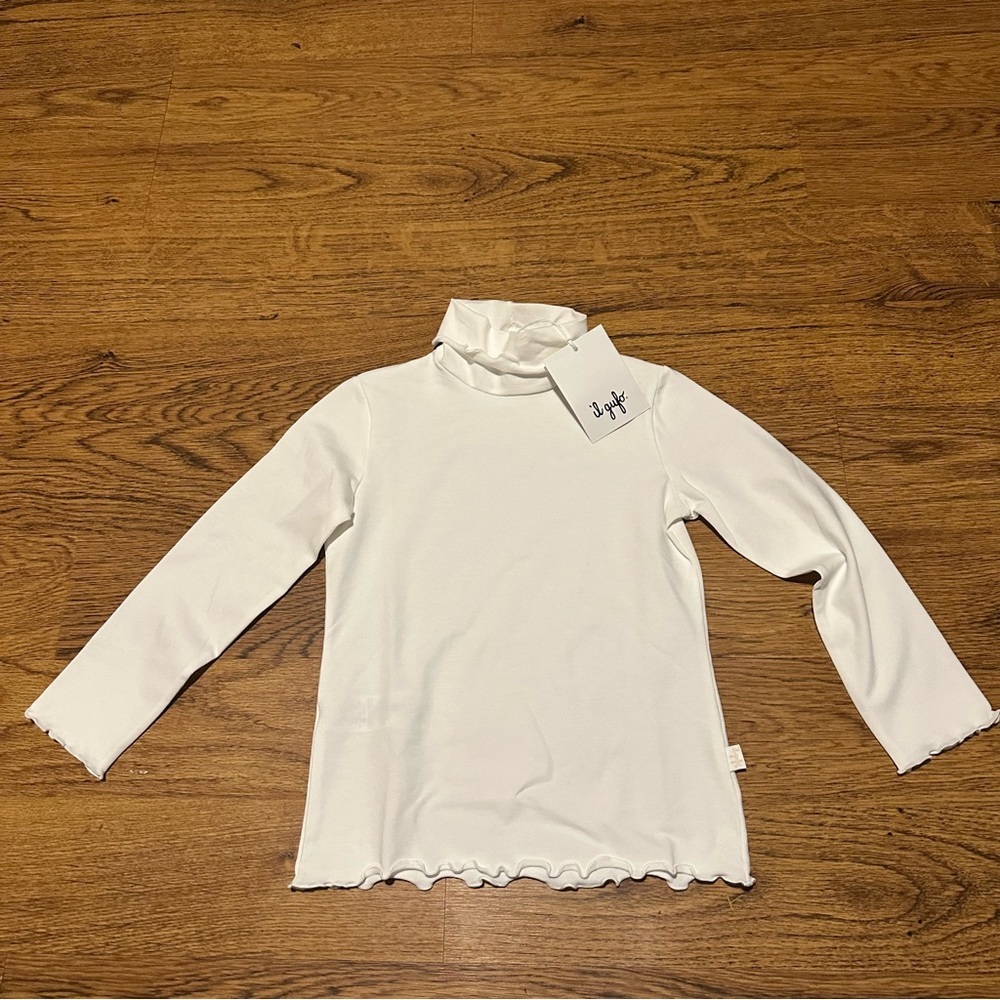 Il Gufo Cream Long Sleeve Kids Top blouse size 5A NWT Baby girl turtleneck